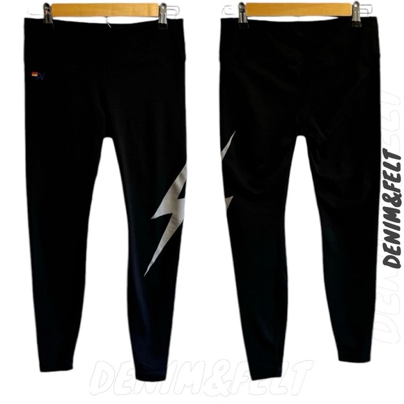 AVIATOR NATION BOLT FULL LENGTH LEGGINGS | Black/Silver | PRELOVED!!🖤⚡️ - Picture 1 of 13